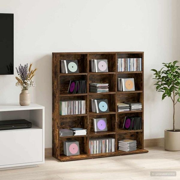 vidaXL CD Skrinka Dymový dub 96 x 23,5 x 97,5 cm Kompozitné drevo