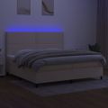 vidaXL Posteľ boxsping s matracom a LED krémová 200x200 cm látka