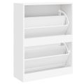vidaXL Botník lesklý biely 63x24x81 cm spracované drevo