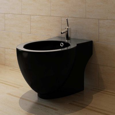 Čierny okrúhly stojací bidet z prvotriednej keramiky