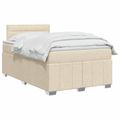vidaXL Posteľ boxspring s matracom Krémová 120 x 200 cm Látka