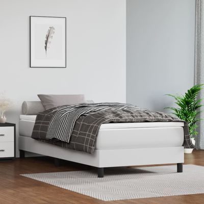 vidaXL Matrac s taštičkovými pružinami stredná tvrdosť biely 100x200x20 cm umelá koža