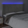 vidaXL Čelo postele s LED bledosivé 183x16x118/128 cm zamat