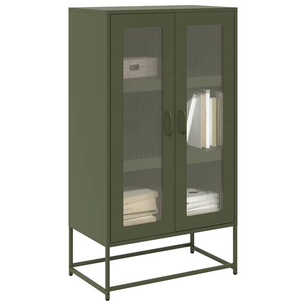 vidaXL Highboard Olive Green 68x39x123 cm Oceľ