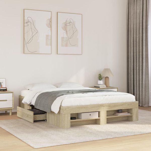 vidaXL Posteľný rám bez matraca dub sonoma 140x190 cm kompozitné drevo