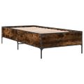 vidaXL Posteľný rám dymový dub 75x190 cm kompozitné drevo a kov
