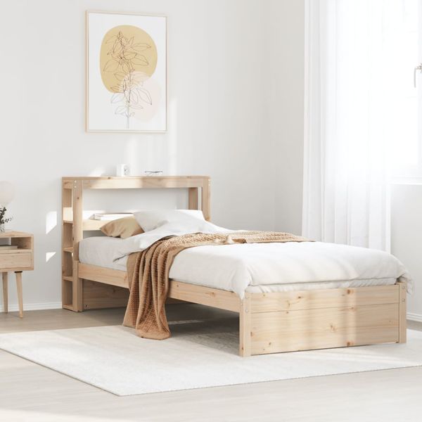 vidaXL Posteľný rám s čelom biely 75x190 cm borovicový masív