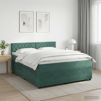 vidaXL Posteľ boxspring s matracom Tmavozelená 140 x 200 cm Zamat