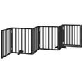 vidaXL Brána pre psa dvere sklad. 6-panel. čierna 300cm topoľové drevo