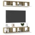 vidaXL TV skrinky 4 ks, biela+sonoma 80x30x30 cm, kompozitné drevo