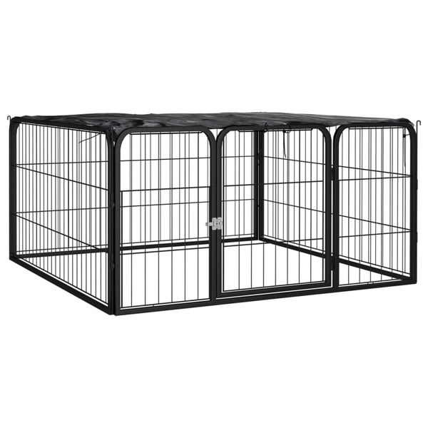 vidaXL Ohrádka pre psov 4 panely čierna 100x50 cm práškovaná oceľ