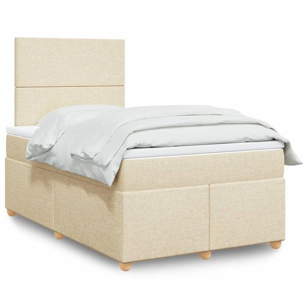 vidaXL Boxspring posteľ s matracom krémový 120x200 cm látka