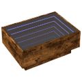 vidaXL Konferenčný stolík s LED dymový dub 70x50x30 cm kompozit. drevo