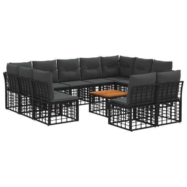 vidaXL Záhradná súprava gaučov 12 pcs Čierna a tmavošedá Polyester