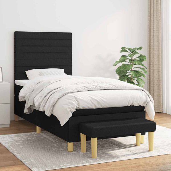 vidaXL Posteľný rám boxspring s matracom čierny 90x190 cm látka