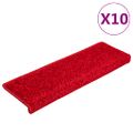 vidaXL Schodové rohože 20 ks 65x21x4 cm červené s obdĺžnikovým okrajom