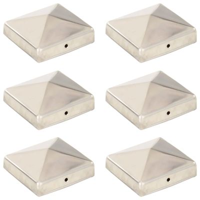 vidaXL Pyramídové krytky na plotové stĺpiky 6 ks 81x81 mm nehrdzavejúca oceľ