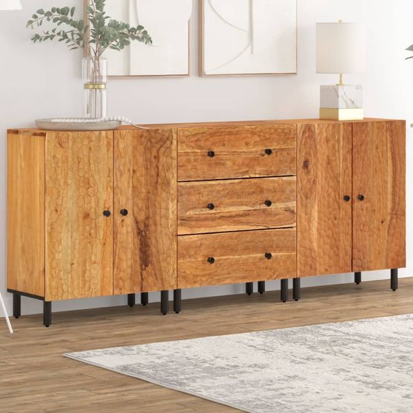 vidaXL Bočné skrinky 3 ks 60x33x75 cm masívne akáciové drevo