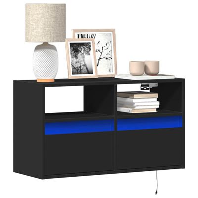 vidaXL TV nástenná skrinka s LED svetlami čierna 80x31x45 cm