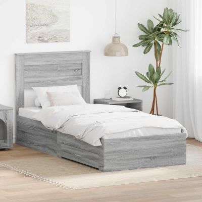 vidaXL Rám postele Sivý Sonoma 90 x 190 cm Kompozitné drevo