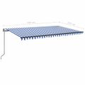 vidaXL Automatická markíza, LED a senzor vetra 500x350 cm, modrá/biela
