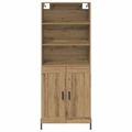 vidaXL Highboard Remeselný dub 69,5 x 32,5 x 180 cm Kompozitné drevo