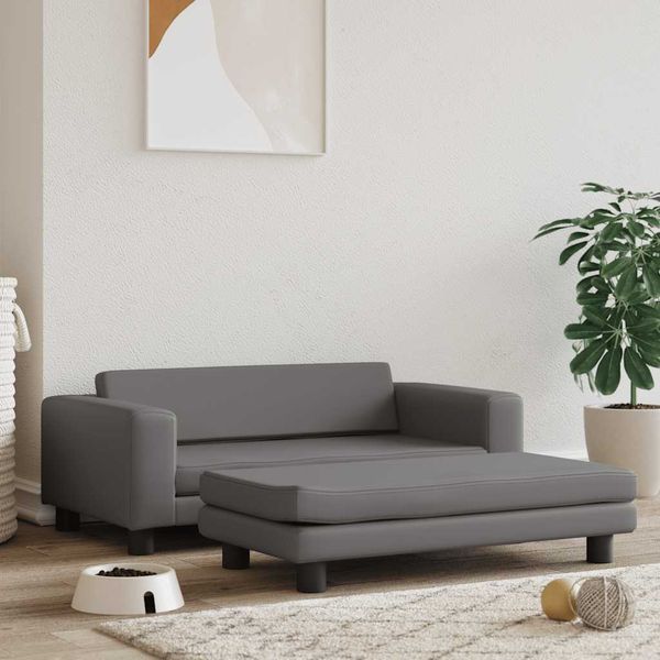 VidaXL Pelech pre psa s nadstavcom, sivý 100x50x30 cm, umelá koža