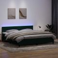 vidaXL Box Spring Posteľ s matracom a LED Tmavo zelená 200x210 cm Zamat