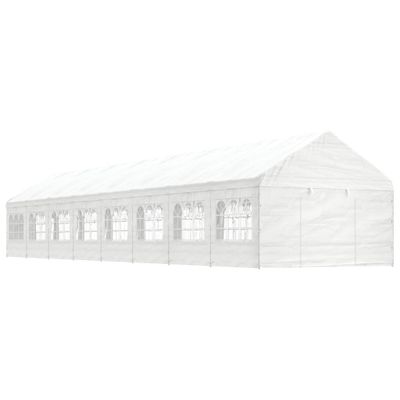 vidaXL Altánok so strechou, biely 17,84x4,08x3,22 m, polyetylén