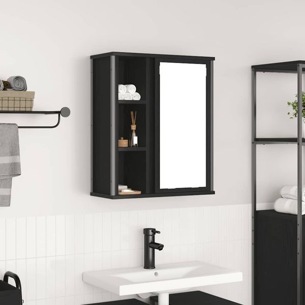 vidaXL Kúpeľňová nástenná skrinka so zrkadlom dub čierny 50x21x60 cm