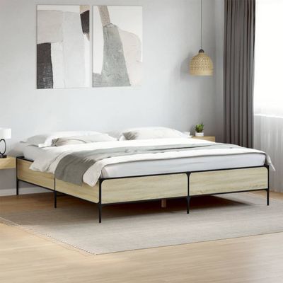 vidaXL Posteľný rám dub sonoma 180x200 cm kompozitné drevo a kov