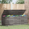 vidaXL Záhradný box na vankúše z polyratanu 291x100,5x104 cm sivý