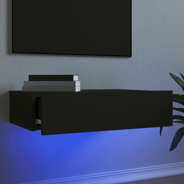 vidaXL TV skrinka s LED svetlami čierna 60x35x15,5 cm