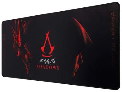 Assassins Creed herní podložka XXL/ V2/ 90 x 40 cm podložka pod myš XXL, 90 × 40 cm, Assassin's Creed Shadows, protiskluzová základna, šité okraje, oficiální licence