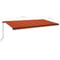 vidaXL Manuálna zaťahovacia markíza s LED diódami 600x300 cm oranžová a hnedá