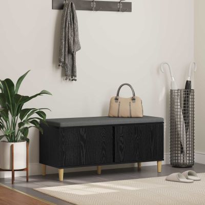 vidaXL Predsieňová lavica s vankúšom Čierny Dub 100 x 38 x 46 cm