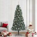 vidaXL Umelý predsvetelný vianočný stromček s predmetmi Zelená 240 cm