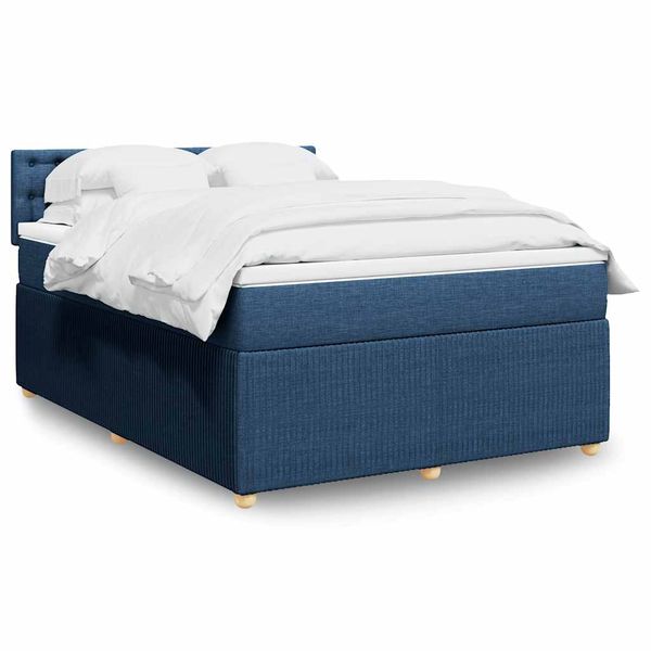 vidaXL Posteľný rám boxspring s matracom modrý 160x200 cm látka