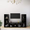 vidaXL TV skrinky 3 ks lesklé čierne 107x35x37 cm drevotrieska