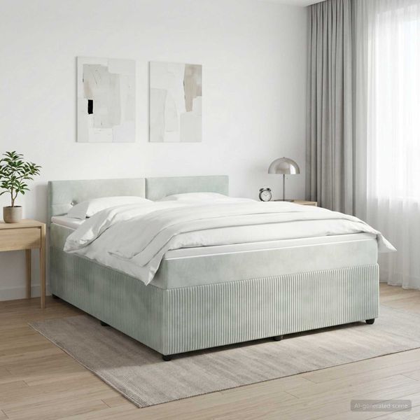 vidaXL Posteľ boxspring s matracom Svetlosivá 180 x 200 cm Zamat