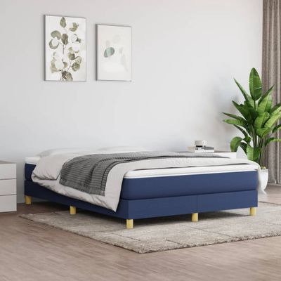 vidaXL Posteľný rám s boxspringom modrá 140x200 cm látka