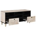 vidaXL TV skrinka Bielená biela 100 x 33 x 46 cm Masívne mango drevo