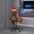vidaXL Otočná herná stolička čierna a oranžová umelá koža