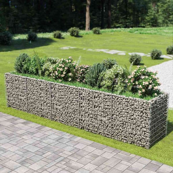 vidaXL Gabiónový vyvýšený záhon, pozinkovaná oceľ 450x90x100 cm