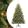 vidaXL Umelý vianočný stromček s pniškami 300 LED Teplá biela Zelená