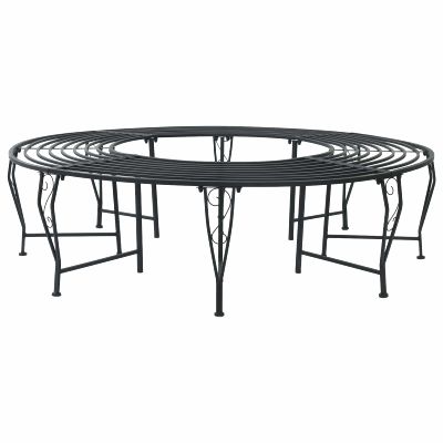 vidaXL Stromová lavička 8-Počet miest Ø 160 x 44 cm Oceľ Čierna