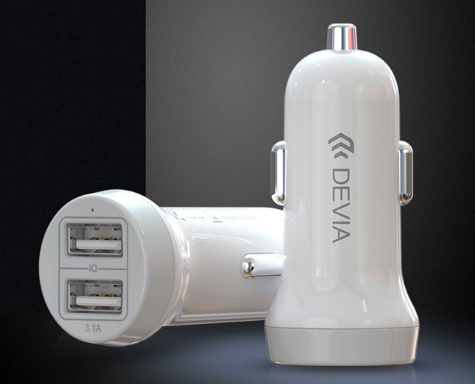 nabíjačka do auta Devia car charger Smart, 2x USB, 3,1A biela