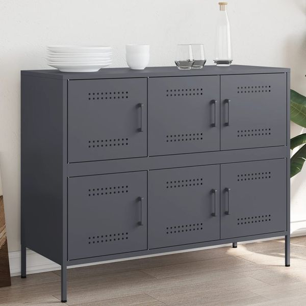 vidaXL Komoda antracitová 100,5x39x79 cm oceľ