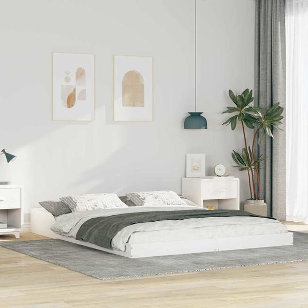 vidaXL Rám postele Biela 160 x 200 cm Masívne borovicové drevo
