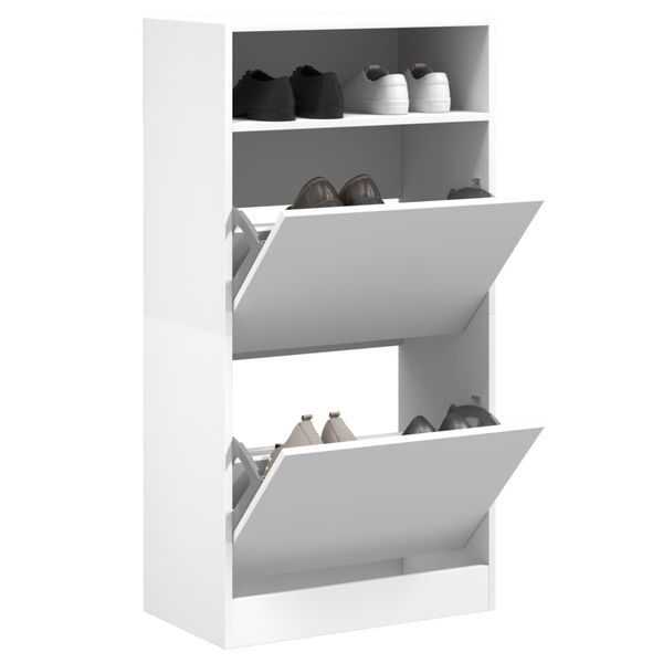 vidaXL Botník biely 60x34x116 cm kompozitné drevo